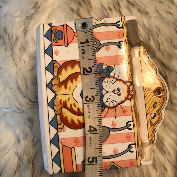 Vintage Artsy Lisa Berette Fat Orange Kitty Cat Recipe Card Holder Made in Japan - Picture 10 of 14